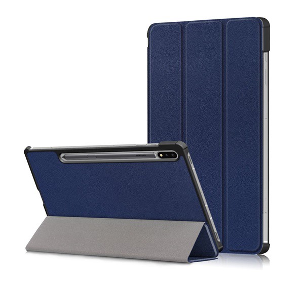 Tok álló, bőr hatású (aktív FLIP, oldalra nyíló, TRIFOLD asztali tartó funkció, S Pen tartó) SÖTÉTKÉK [Samsung Galaxy Tab S7 LTE ... Tok álló, bőr hatású (aktív FLIP, oldalra nyíló, TRIFOLD asztali tartó funkció, S Pen tartó) SÖTÉTKÉK [Samsung Galaxy Tab S7 LTE ...