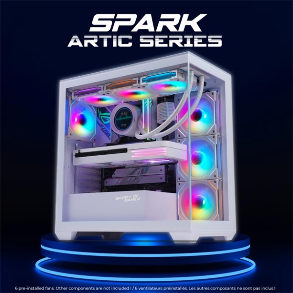 Spirit of Gamer SPARK Arctic Fehér  ablakos  9x12cm ventilátor  ATX Számítógépház 