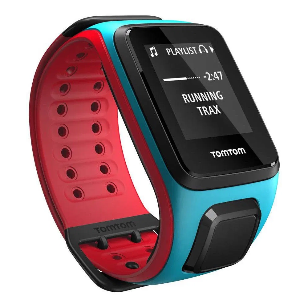TomTom Runner 2 Cardio + Music okosóra, világoskék/piros, L (143-206mm) méret (szíjcserés!)