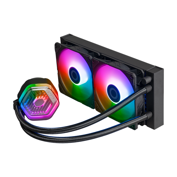 COOLER MASTER CPU hűtő MASTERLIQUID 240 ATMOS (vízhűtés), 2 Ventilátoros, ARGB Gen2, fekete