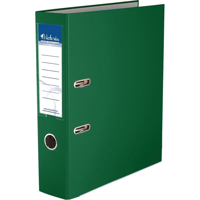 Iratrendező, 75 mm, A4, PP/karton, élvédő sínnel, VICTORIA OFFICE, "Basic", zöld Iratrendező, 75 mm, A4, PP/karton, élvédő sínnel, VICTORIA OFFICE, "Basic", zöld