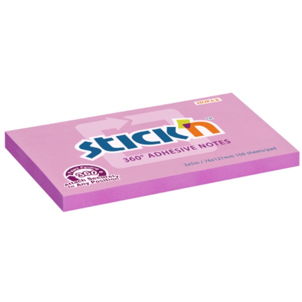 Stick`N 360° 76x127mm 100lap pink öntapadó jegyzettömb Stick`N 360° 76x127mm 100lap pink öntapadó jegyzettömb