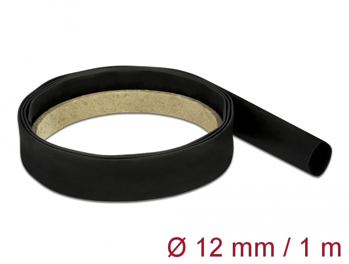 Delock Fekete, hőre szűkülő tubus 1 m x 12 mm méretű szűkülési aránya 4:1 (20659) Delock Fekete, hőre szűkülő tubus 1 m x 12 mm méretű szűkülési aránya 4:1 (20659)
