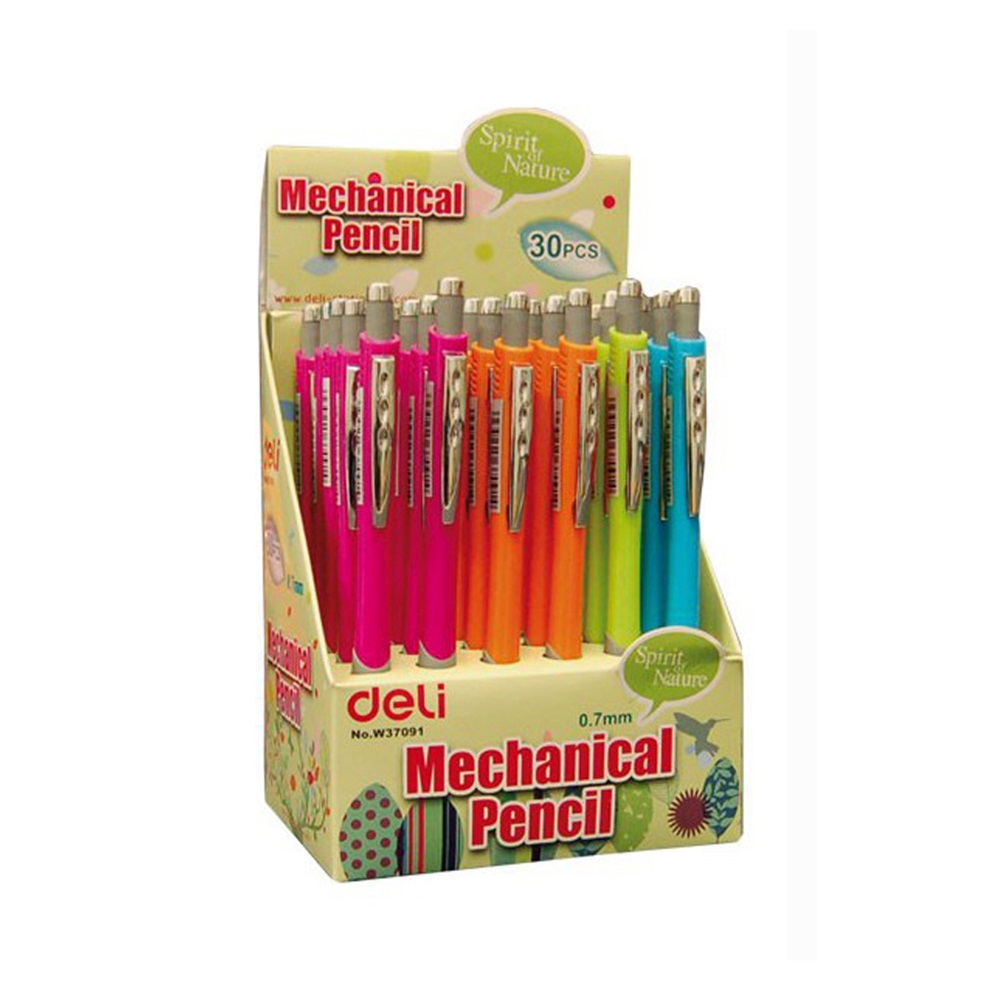 Deli Nyomósirón 0,7mm, vegyes színű test,   (37091)