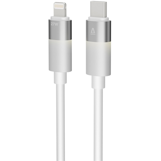 AVAX CB314 GLOWY 27W USB-C - Lightning gyorstöltő kábel 1m Fehér