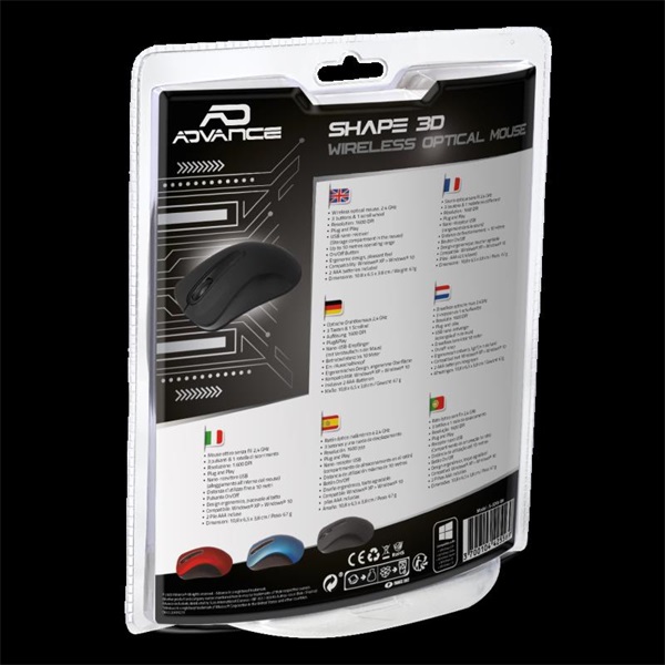 Advance SHAPE 3D Egér vezeték nélküli  Fekete 