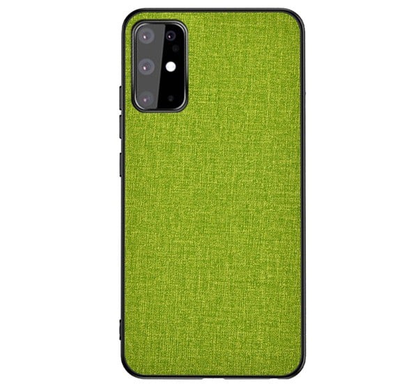 Műanyag telefonvédő (közepesen ütésálló, szilikon keret, textil hátlap) ZÖLD [Samsung Galaxy S20 5G (SM-G981U)]