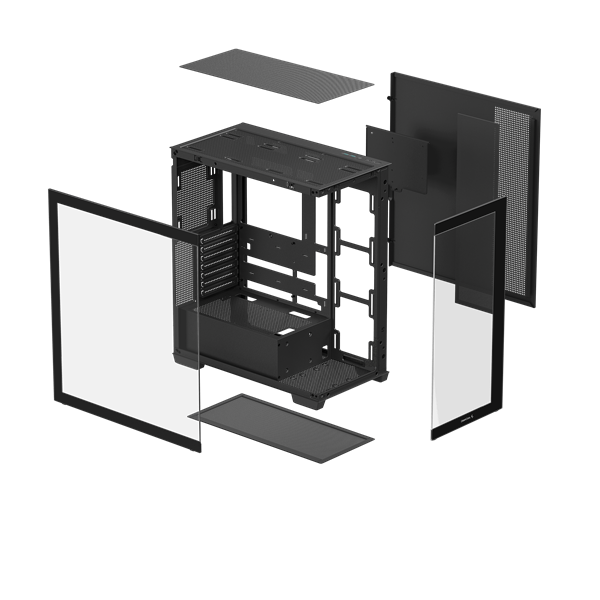 DeepCool Számítógépház CG580 fekete  ablakos  venti nélkül 