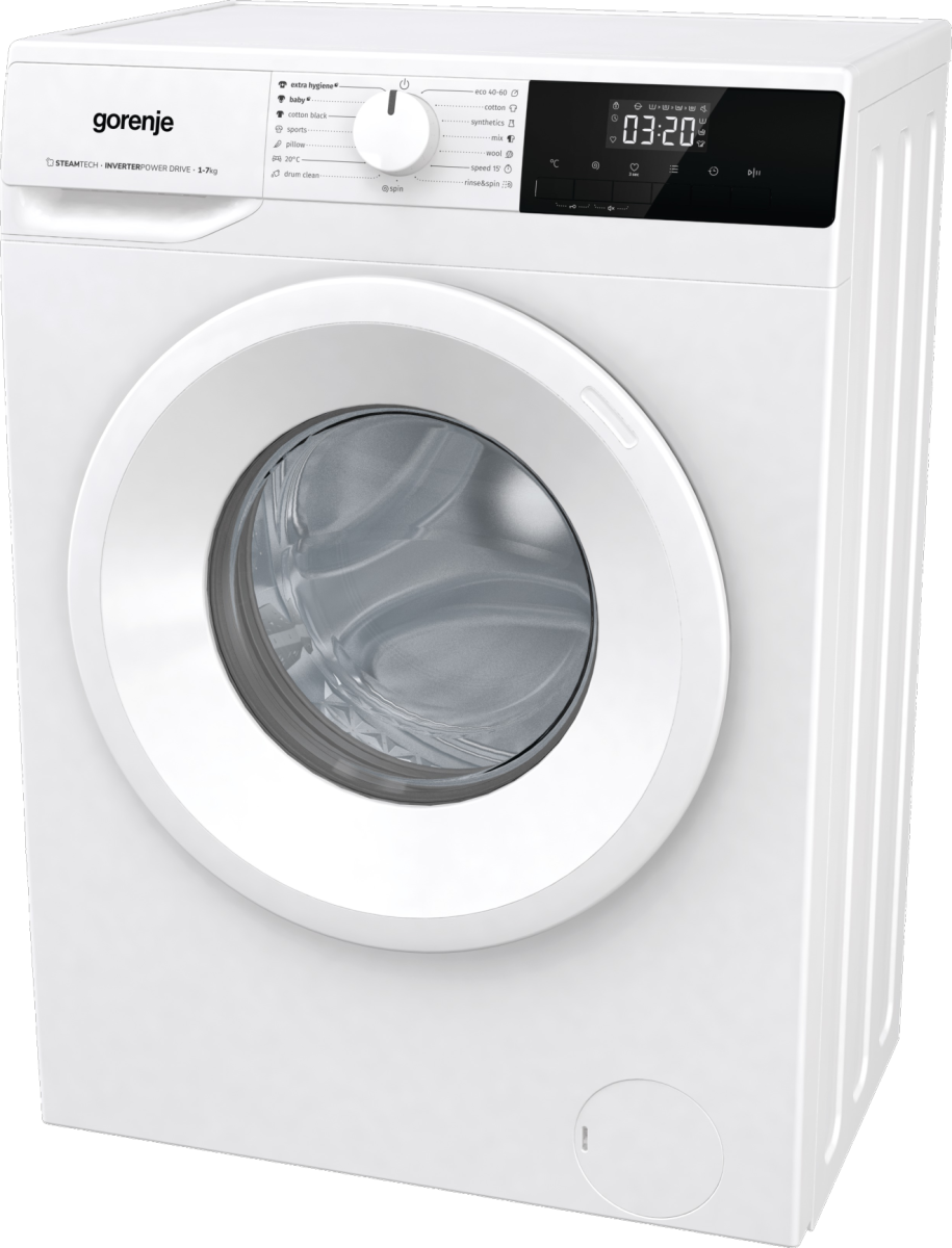 Gorenje WNHPI72SCS Elöltöltős keskeny mosógép – 7 kg, 1200 ford./perc, C Energiaosztály, Gőz technológia, Allergy Care, Baby Eco program
