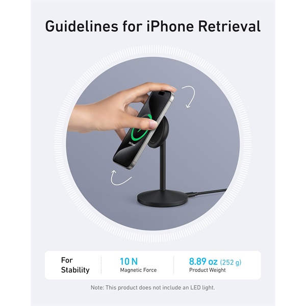 ANKER A25X1H11 MagGo 15W  iPhone-hoz   Vezeték Nélküli Töltő és Állvány Fekete