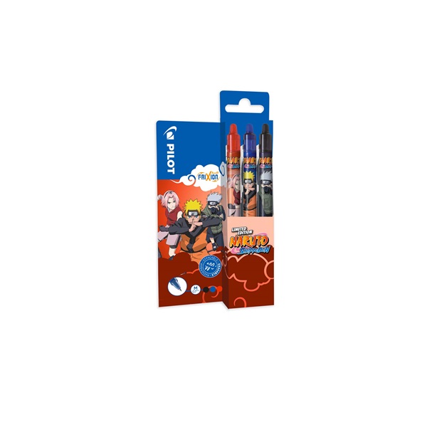 Pilot FriXion Clicker NARUTO Limited Edition fekete, kék, piros 3 db-os rollerirón
