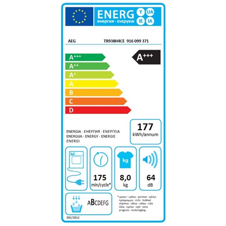 Aeg TR938H4CE   8KG Hőszivattyús szárítógép 