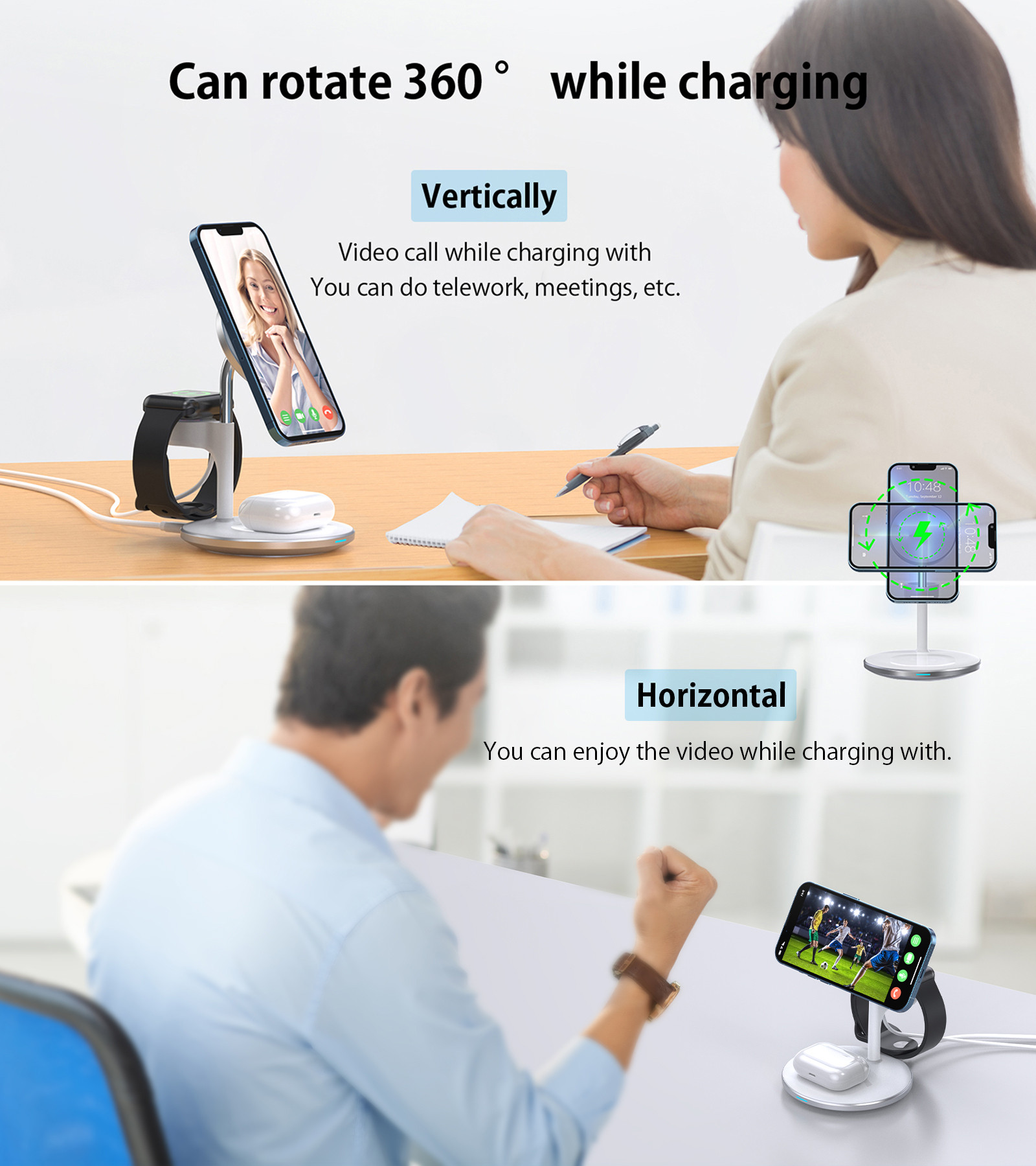 Choetech 15W  3-1ben Wireless mobil  mágneses gyorstöltő töltő
