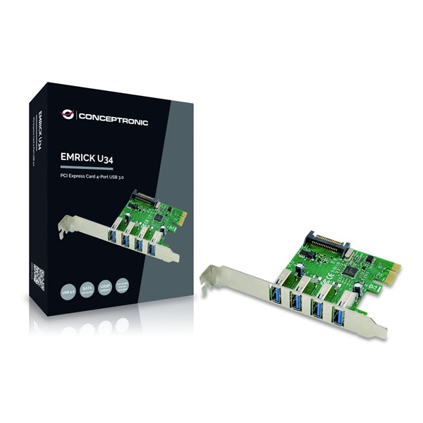Conceptronic EMRICK02G PCIe x1 to 4x USB-A 3.0 Bővítőkártya