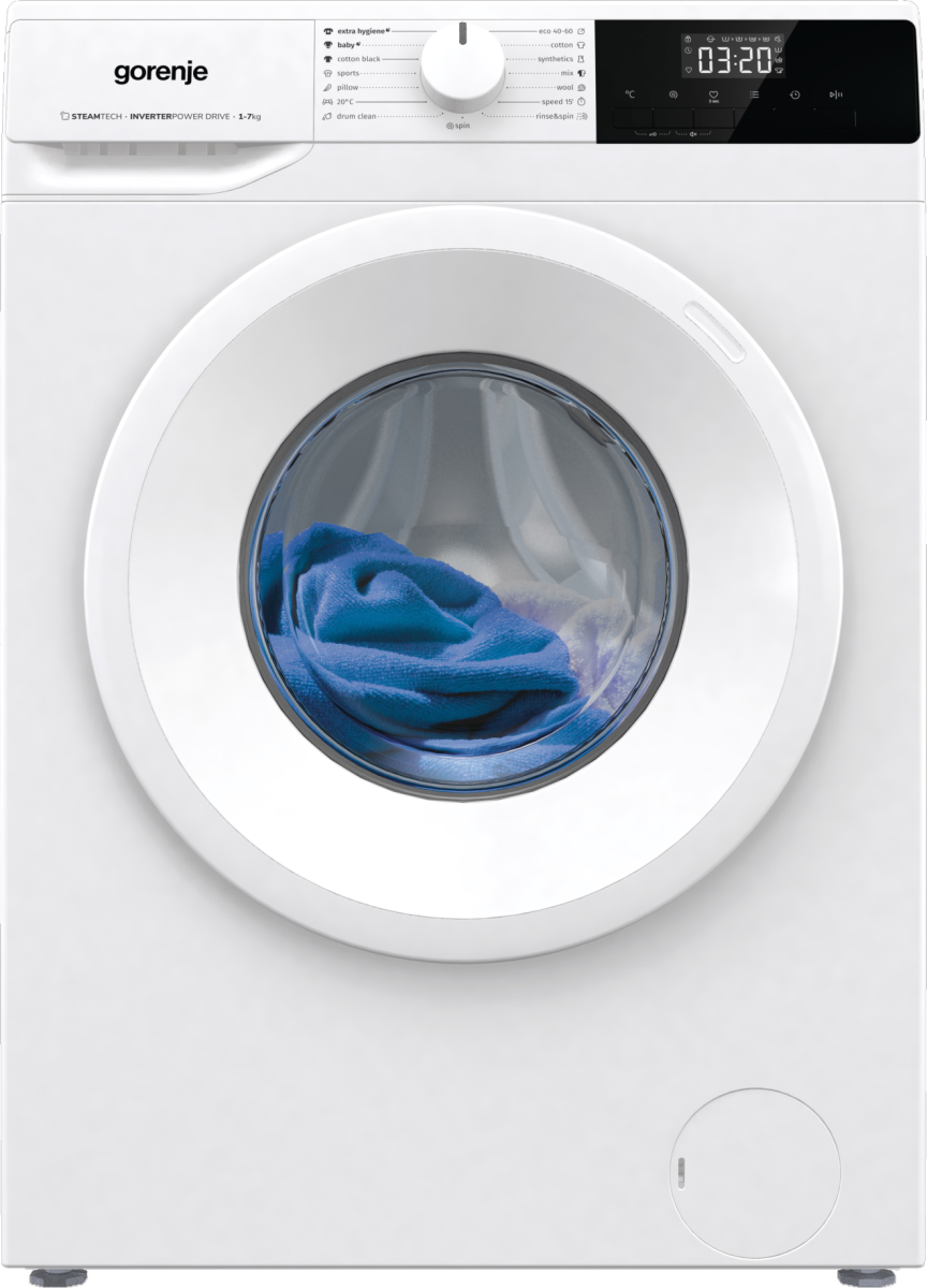 Gorenje WNHPI72SCS Elöltöltős keskeny mosógép – 7 kg, 1200 ford./perc, C Energiaosztály, Gőz technológia, Allergy Care, Baby Eco program