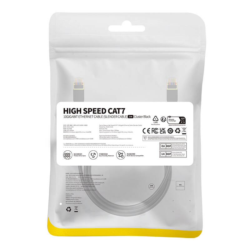 Baseus Cat 7 Gigabit Ethernet RJ45 Cable 1m black