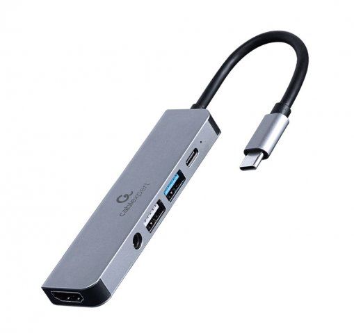 Gembird A-CM-COMBO5-02 Multi Port Adapter USB Type C 5in1 USB hub szürke Gembird A-CM-COMBO5-02 Multi Port Adapter USB Type C 5in1 USB hub szürke