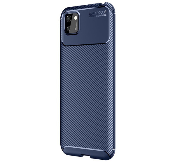 Szilikon telefonvédő (közepesen ütésálló, légpárnás sarok, karbon minta) SÖTÉTKÉK [Honor 9S]