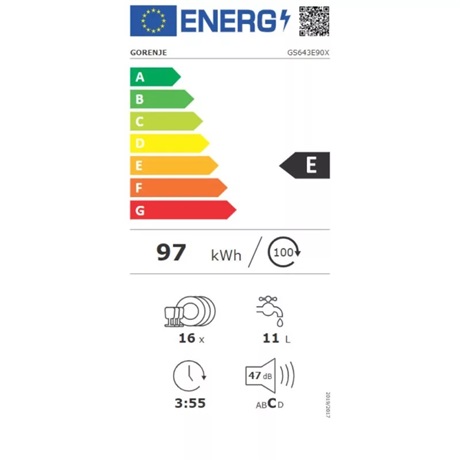 Gorenje GS643E90X   16 terítékes mosogatógép