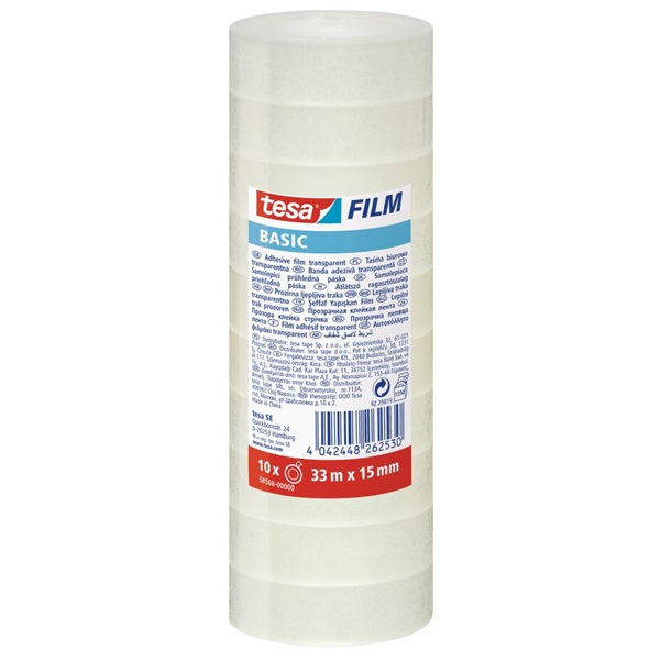 Tesa Basic 33mx15mm 10db/csomag átlátszó ragasztószalag Tesa Basic 33mx15mm 10db/csomag átlátszó ragasztószalag