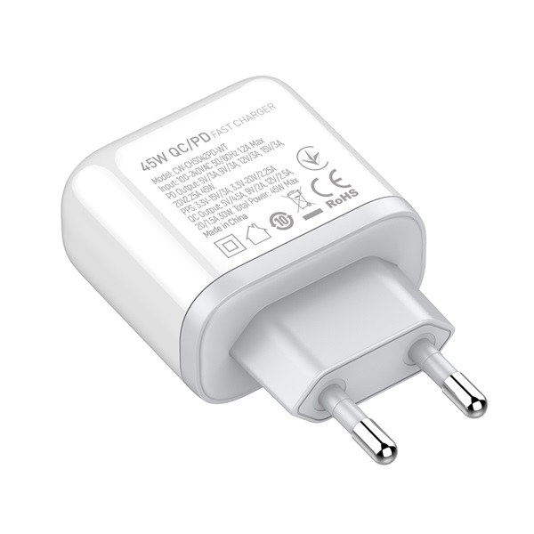 COLORWAY CW-CHS042PD-WT USB töltő adapter Power Delivery Port PPS USB (Type-C PD + USB QC3.0) (45W) Fehér 