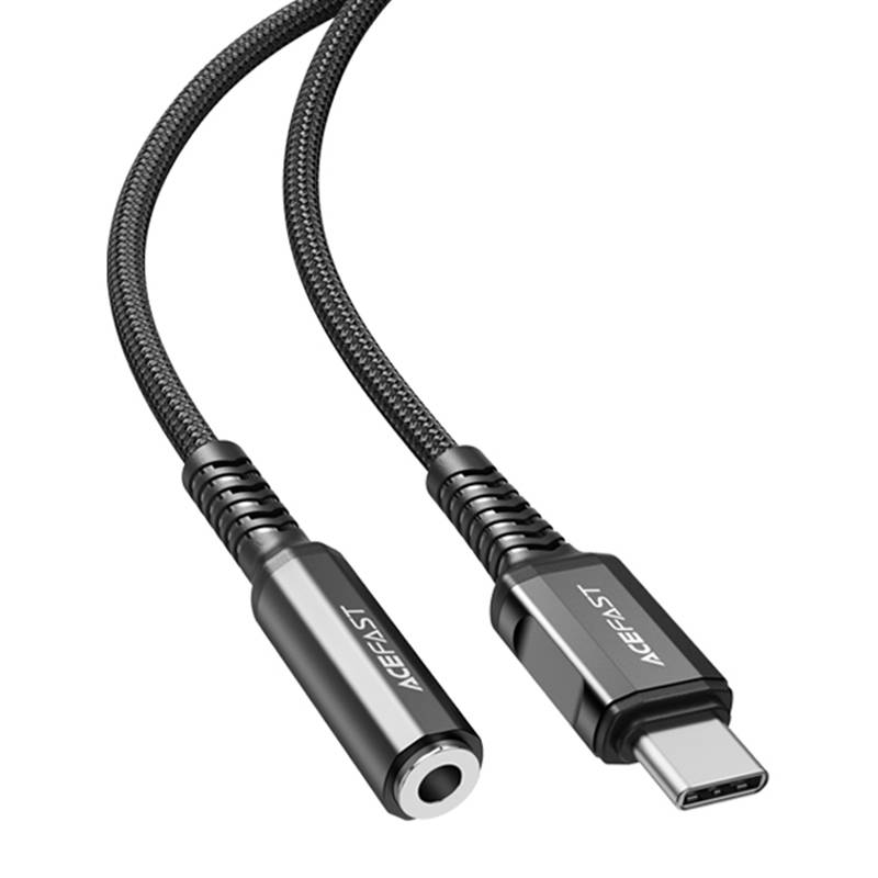 Adapter USB-C to mini jack 3,5mm Acefast C1-07 18cm (black) Adapter USB-C to mini jack 3,5mm Acefast C1-07 18cm (black)