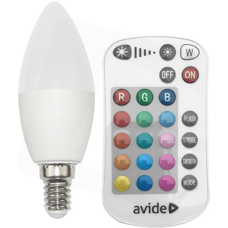 Avide ASC14RGBW-4.9W-RC IZZÓ SMART LED CANDLE 4.9W RGB+W 2700K IR TÁVIRÁNYÍTÓVAL Avide ASC14RGBW-4.9W-RC IZZÓ SMART LED CANDLE 4.9W RGB+W 2700K IR TÁVIRÁNYÍTÓVAL