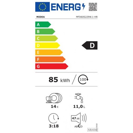 Midea MFD60S229W-HR mosogatógép fehér