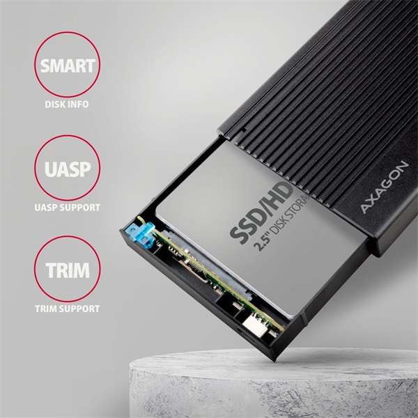 Axagon EE25-GTR USB-C 3.2 Gen 2 SATA 6G 2,5" fekete HDD/SSD ház Axagon EE25-GTR USB-C 3.2 Gen 2 SATA 6G 2,5" fekete HDD/SSD ház