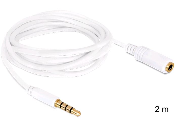 Delock DL84482 audio sztereo Jack 3.5 mm apa / anya IPhone 4 pin kábel 2 m