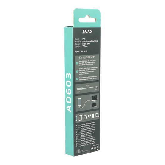  AVAX AD603 CONNECT+ Type C - HDMI 4K/60Hz adapter alumínium