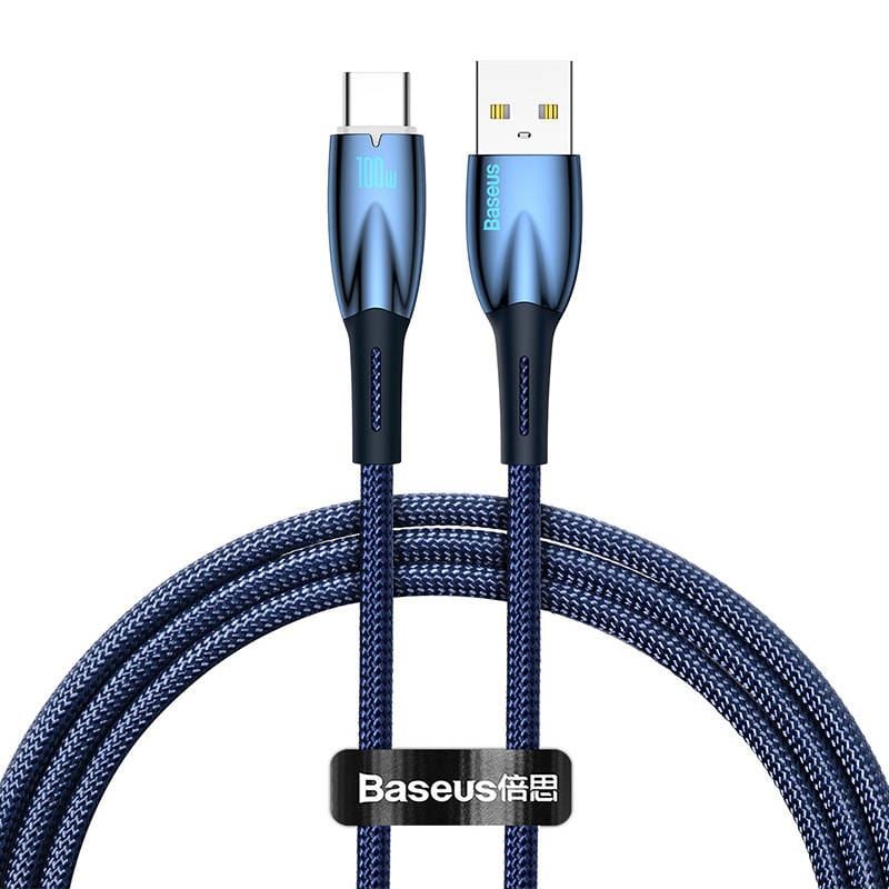 Baseus Glimmer Series USB USB-C kábel 100W 1m kék (CADH000403)