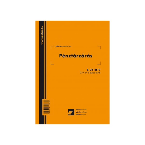 Office Depot B.22-26/V A5 25x2+2lap álló "Pénztárzárás" nyomtatvány