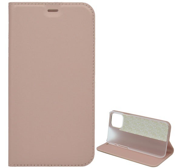 Tok álló, bőr hatású (FLIP, oldalra nyíló, asztali tartó funkció) ROZÉARANY 2 [Apple iPhone 11 Pro Max]