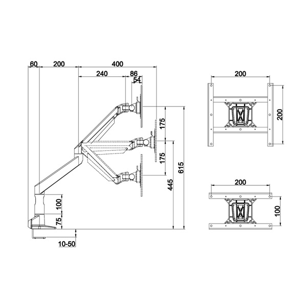 MULTIBRACKETS Asztali konzol  M VESA Gas Lift XL Single Black  15- 38" 