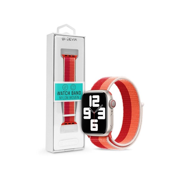 Devia ST364686 Apple Watch 38/40/41mm bordó/narancs szövet sport szíj Devia ST364686 Apple Watch 38/40/41mm bordó/narancs szövet sport szíj