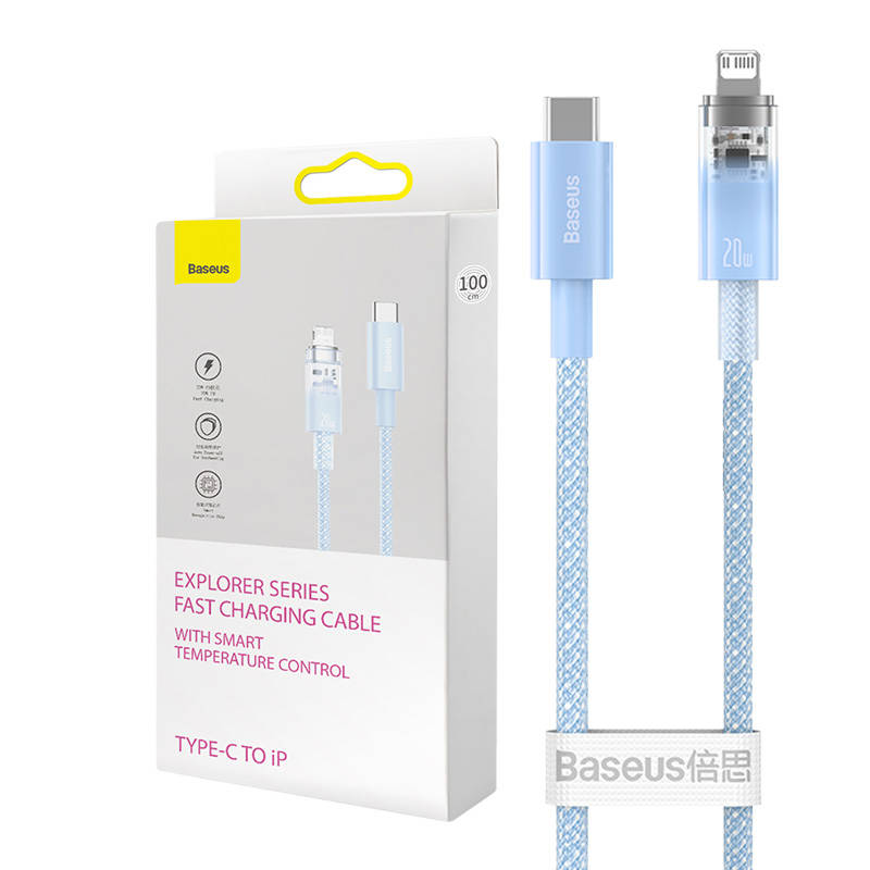 Fast Charging cable Baseus USB-C to Lightning  Explorer Series 1m, 20W (blue)