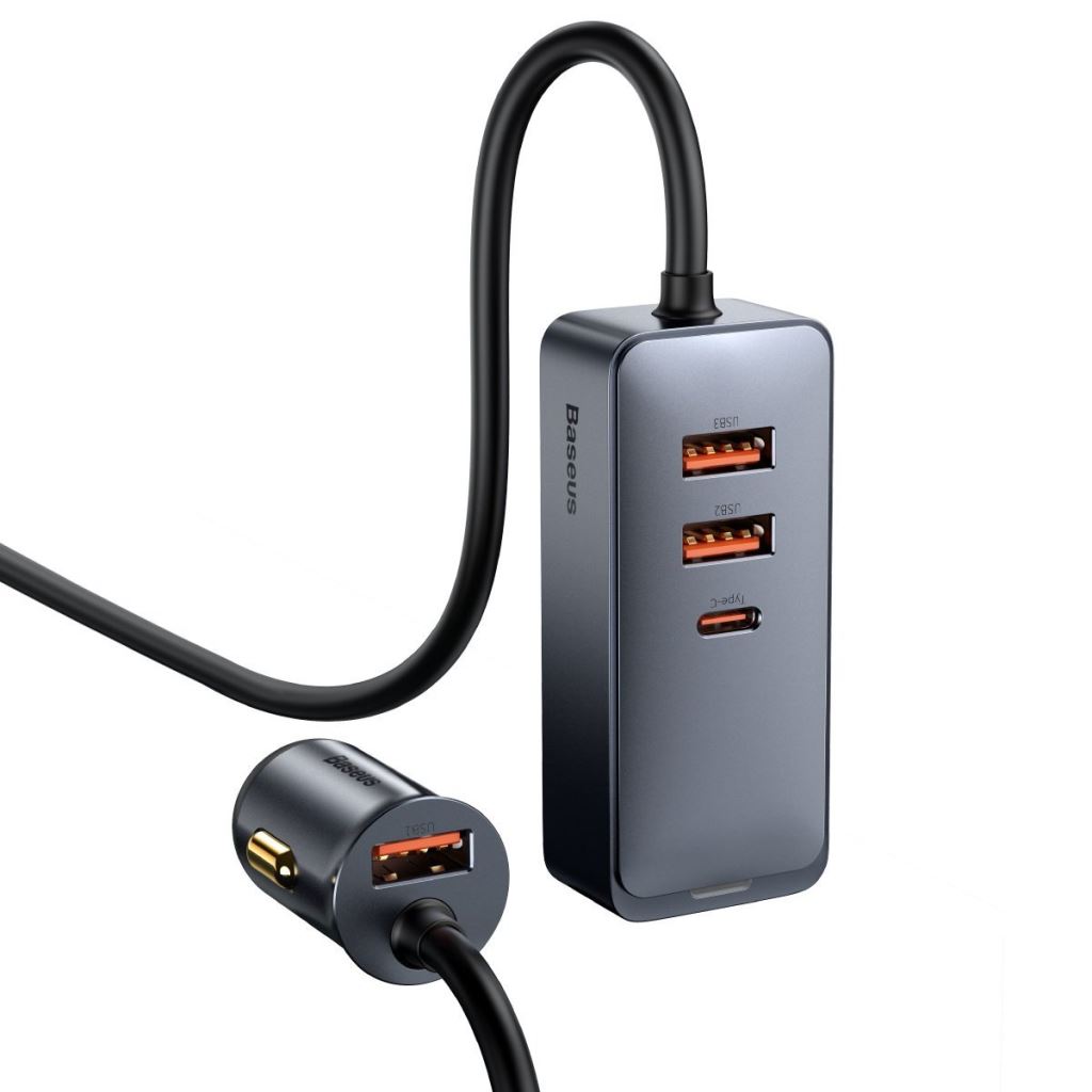 Baseus Share Together autós töltő hosszabbítóval, 3x USB, USB-C, 120W, szürke (CCBT-B0G) Baseus Share Together autós töltő hosszabbítóval, 3x USB, USB-C, 120W, szürke (CCBT-B0G)