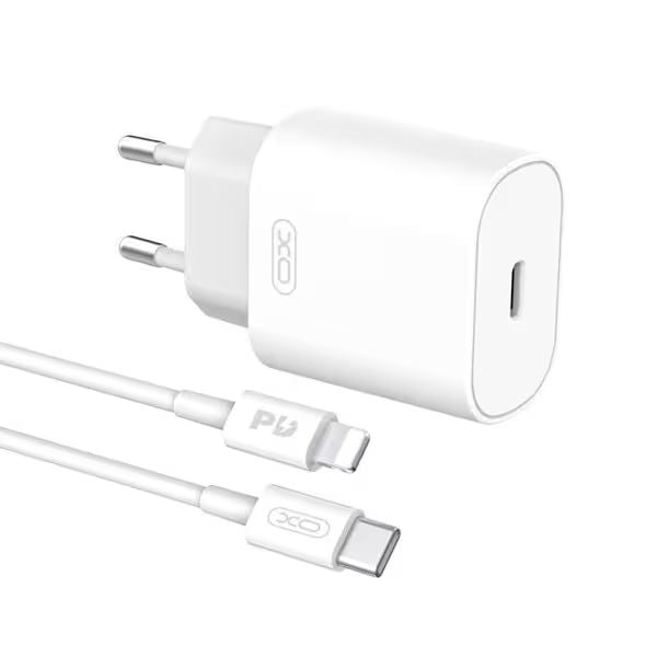 XO L91 USB-C hálózati töltő fehér + USB-C - Lightning kábel