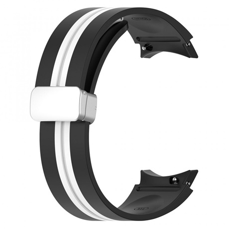 Mybandz 41675 CSÍKOS SZILIKON ÓRASZÍJ GALAXY WATCH 4-5 /FEKETE-FEHÉR/ 20MM Mybandz 41675 CSÍKOS SZILIKON ÓRASZÍJ GALAXY WATCH 4-5 /FEKETE-FEHÉR/ 20MM