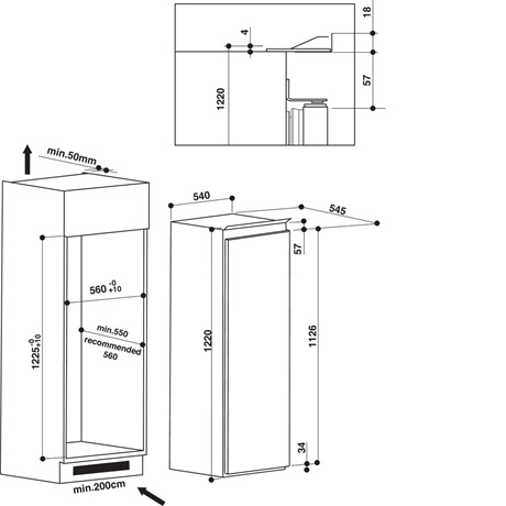 Whirlpool ARG 7182 Beépíthető egyajtós hűtőszekrény