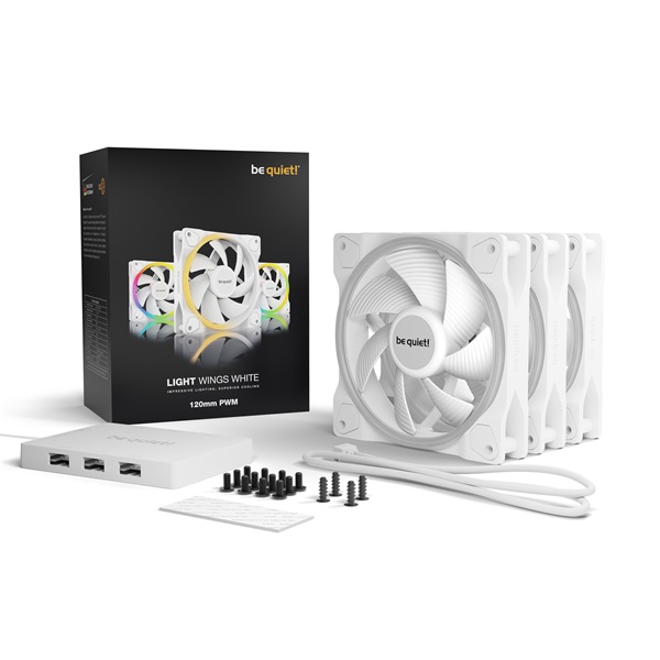Be Quiet! Cooler 12cm  LIGHT WINGS WHITE 120mm PWM Triple Pack RGB 1700rpm 20,6dB Fehér Be Quiet! Cooler 12cm  LIGHT WINGS WHITE 120mm PWM Triple Pack RGB 1700rpm 20,6dB Fehér