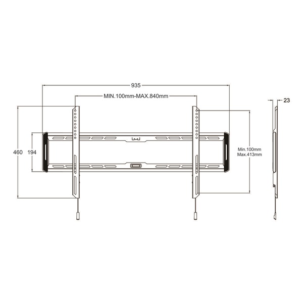 Multibrackets L  fix 40-85"  fali rögzítő konzol Fekete