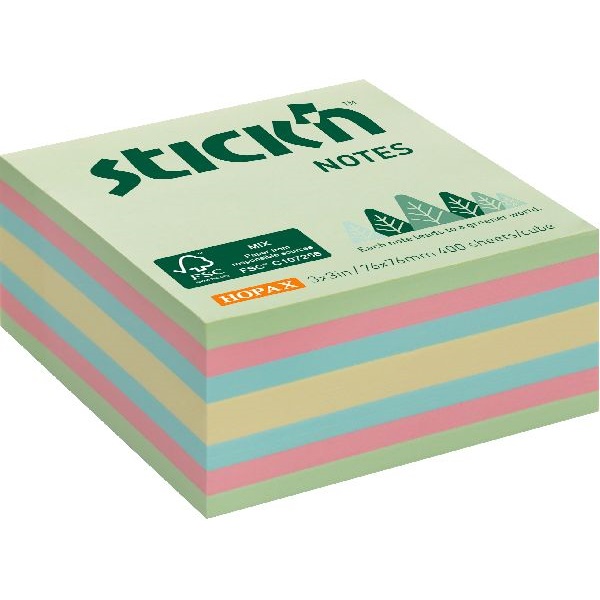 Stick`N 76x76mm 400 lap az erdő színei pasztell mix öntapadó kockatömb Stick`N 76x76mm 400 lap az erdő színei pasztell mix öntapadó kockatömb