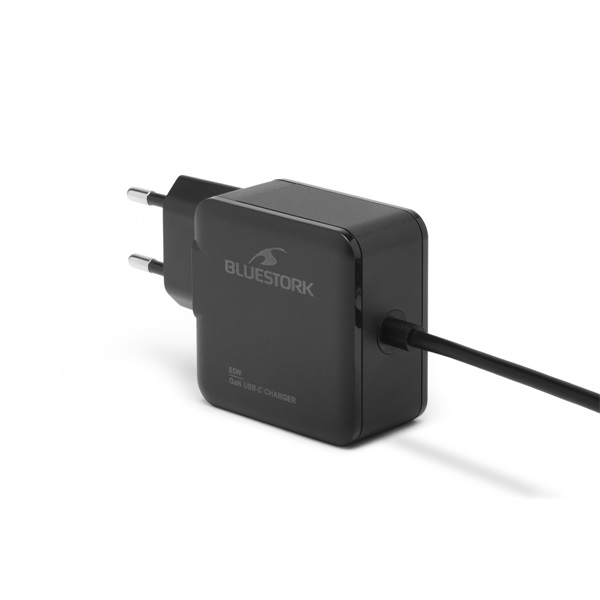 Bluestork PW-BS-65-GAN-C/2 USB-C 65W 1,45m kábel gyorstöltés Hálózati töltő Fekete Bluestork PW-BS-65-GAN-C/2 USB-C 65W 1,45m kábel gyorstöltés Hálózati töltő Fekete