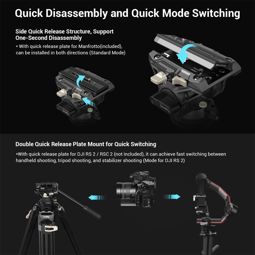 SMALLRIG AD-01 3751 Heavy-Duty Fluid Head Tripod
