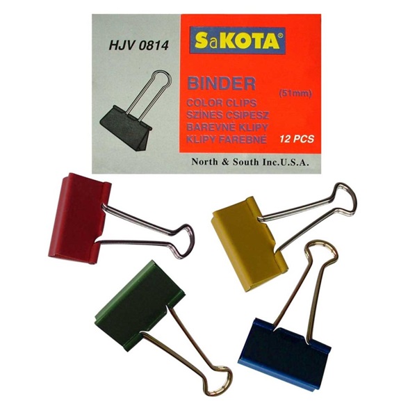 Sakota 51mm 12db/csomag színes iratcsipesz Sakota 51mm 12db/csomag színes iratcsipesz