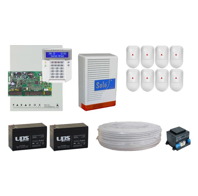 Paradox EVO192 rendszer (8 db mozgásérzékelő, központ, LCD kezelő, doboz, kültéri sziréna, táp, 2 db akkumulátor, kábel) Paradox EVO192 rendszer (8 db mozgásérzékelő, központ, LCD kezelő, doboz, kültéri sziréna, táp, 2 db akkumulátor, kábel)