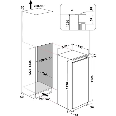 Whirlpool ARG 86122 Beépíthető egyajtós hűtőszekrény