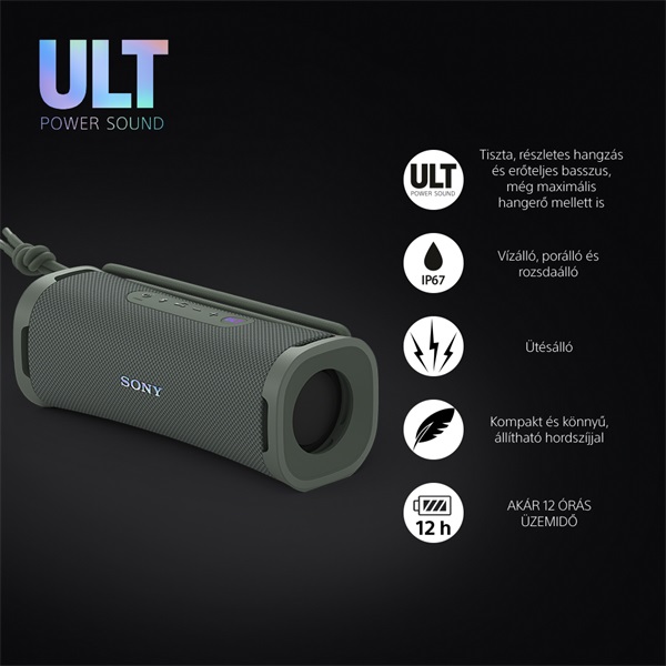 Sony SRSULT10H.CE7 ULT FIELD 1 hordozható vezeték nélküli szürkészöld Bluetooth hangszóró Sony SRSULT10H.CE7 ULT FIELD 1 hordozható vezeték nélküli szürkészöld Bluetooth hangszóró